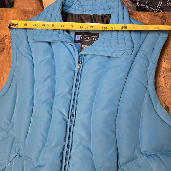 Relativity Womens Down/Feather Insulated Puffer Vest Teal XL - Picture 10 of 12